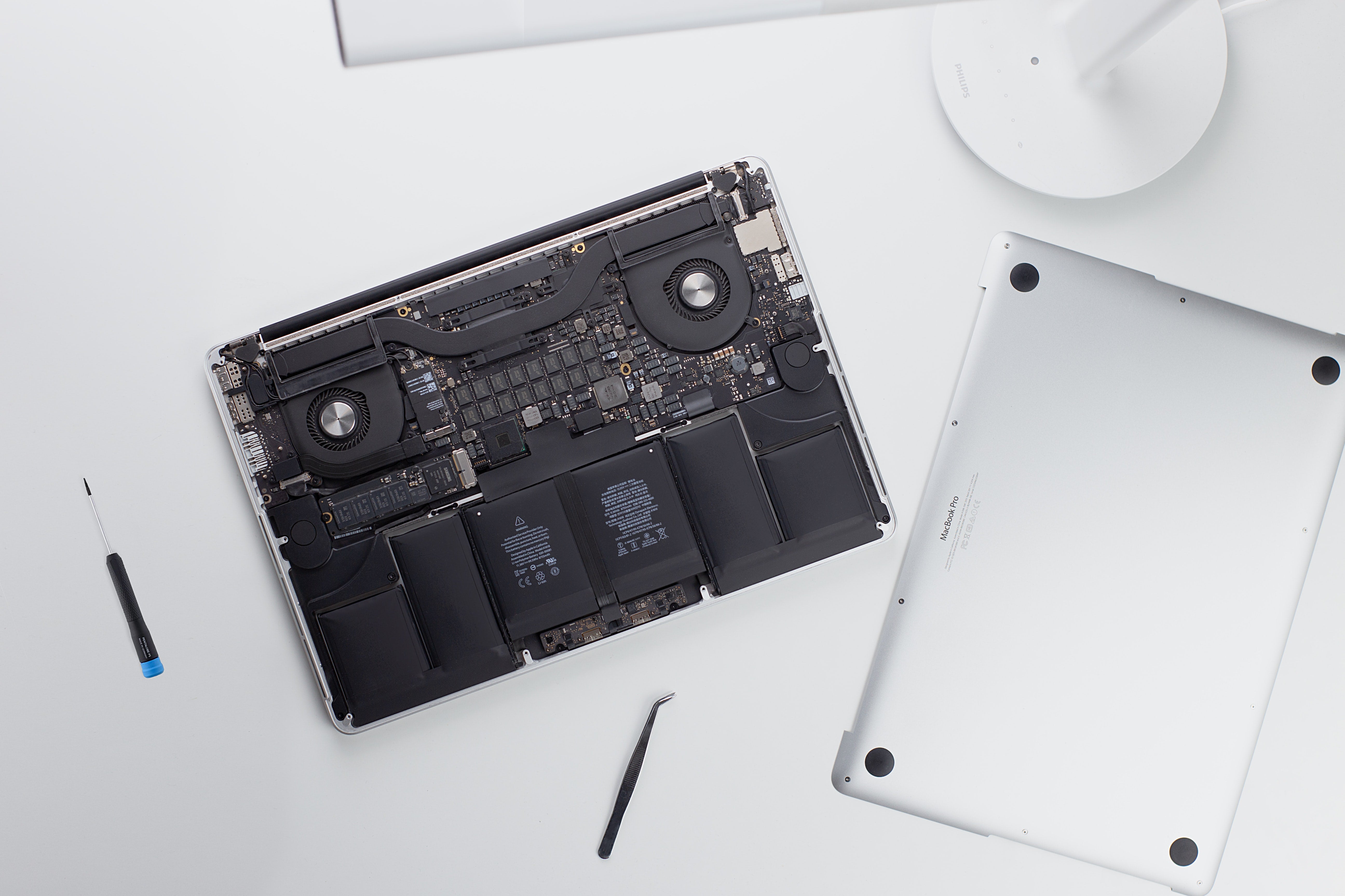 Inside view of a laptop showcasing components for service and repair.