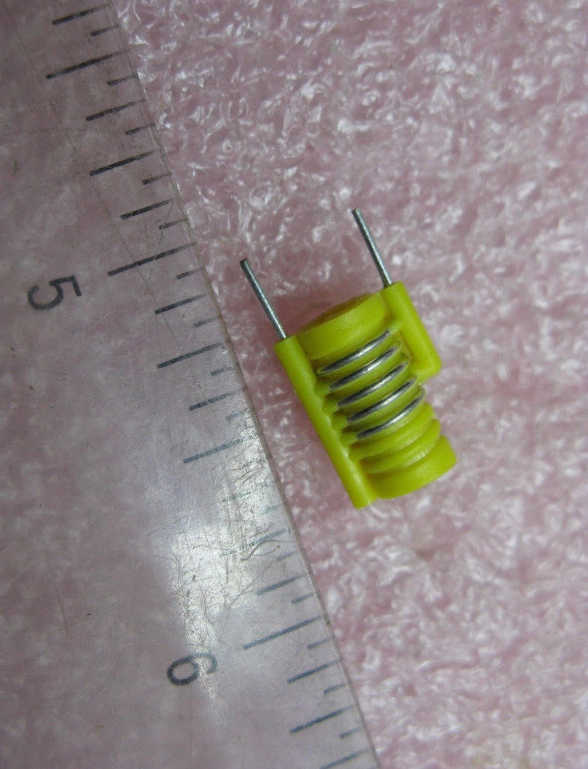 10 QTY TLT-Y045-01 RF / IF Transformer - 455kHz Variable Inductor mounted on ruler for scale.