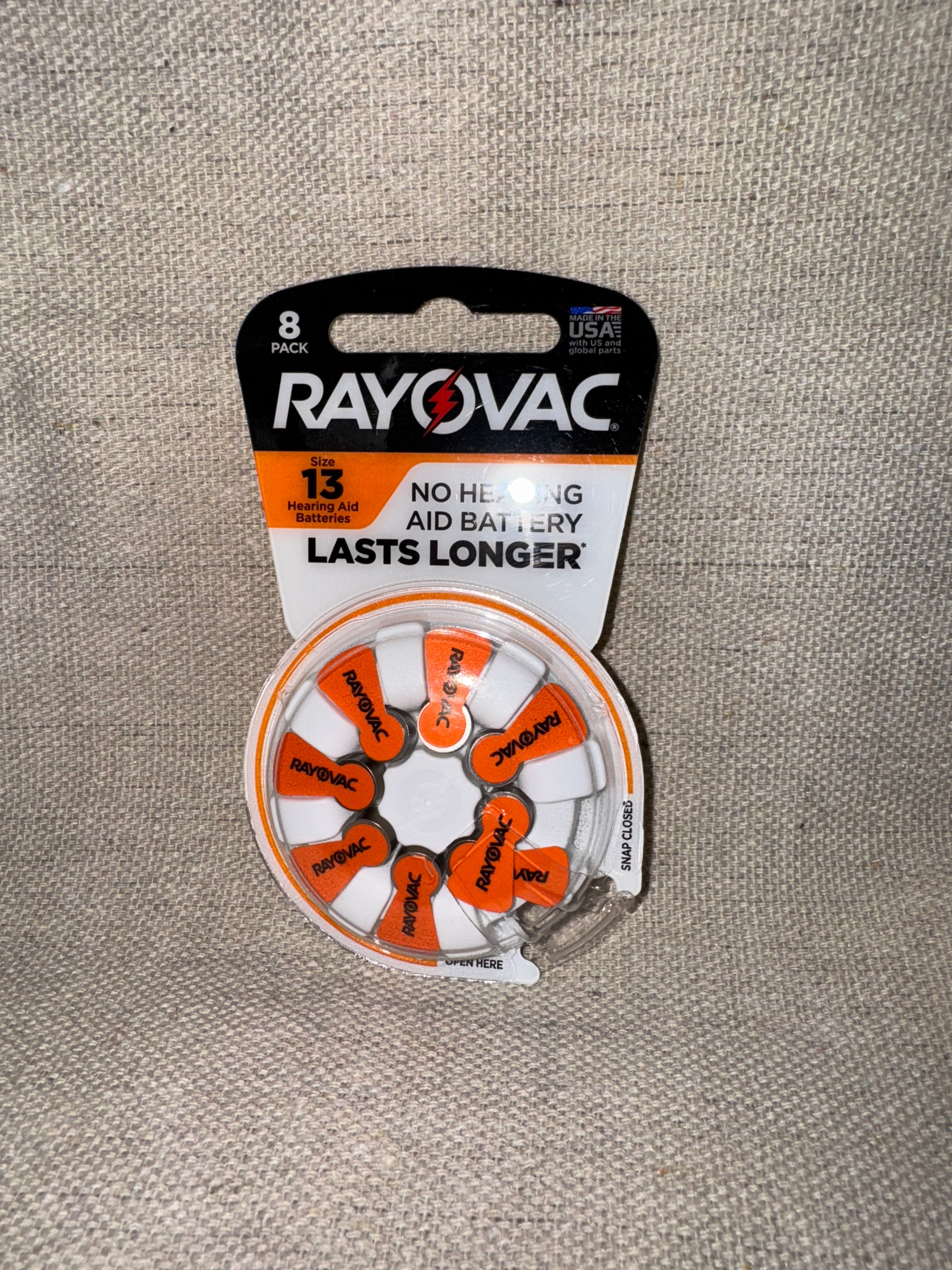 Rayovac Hearing Aid Batteries Size 13 1 Pack of 8 Exp. 10/2025