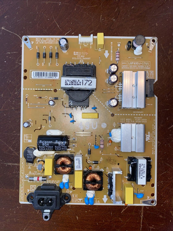 LG EAY64511101 Power Supply/LED Driver Board 49UK6200PUA 49UK6090PUA
