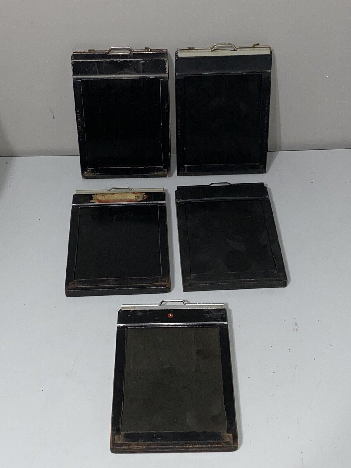 Lot of 5 Vintage Antique Folmer Graflex Corp 4x5 Double Sided Wood Film Holders