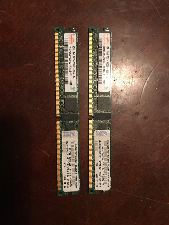 (LOT OF 2) IBM / HYNIX 1GB PC2-5300P DDR2-667 PA HYMP512P72CP4L-Y5