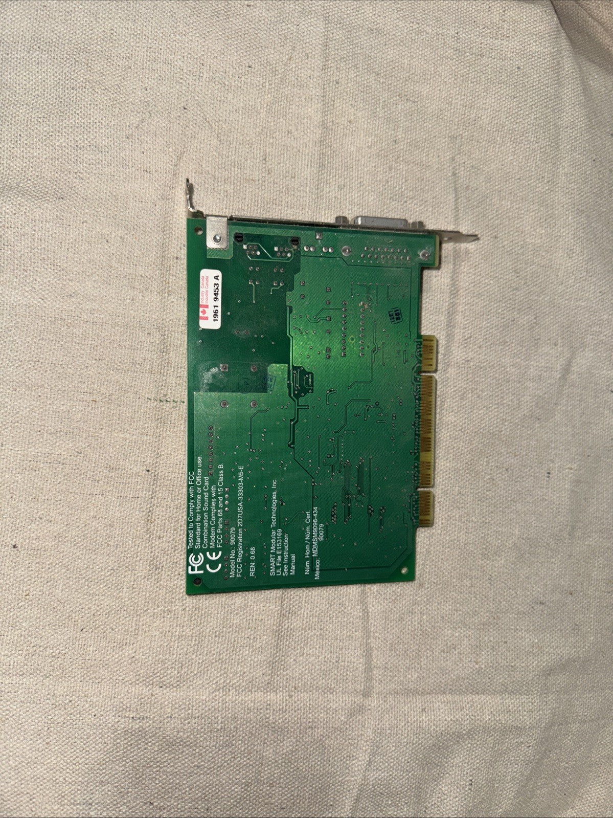Smart Modular Tech 5184-9924 90079 PCI Sound Card Modem backside view image