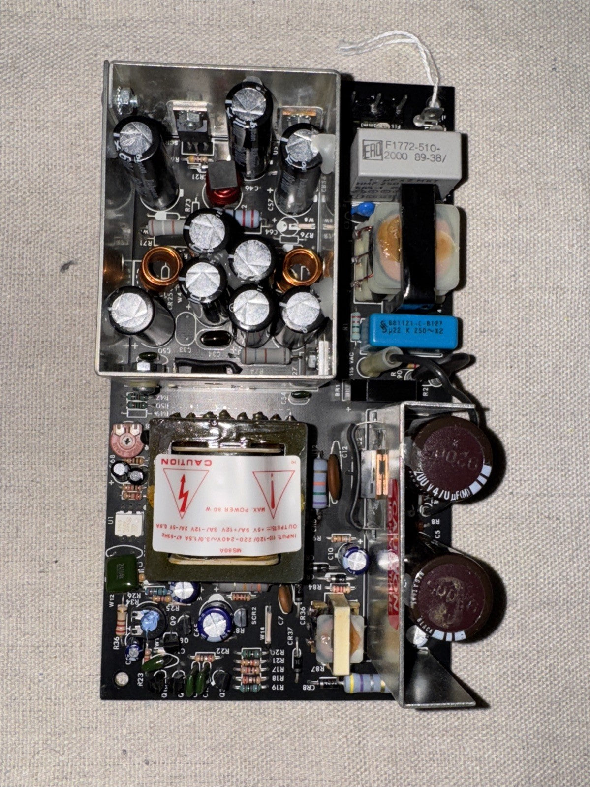 New Condor MS80A Power Supply | Factory Burn-In Tested | 1994 Data | 80W Medical circuit board close-up.