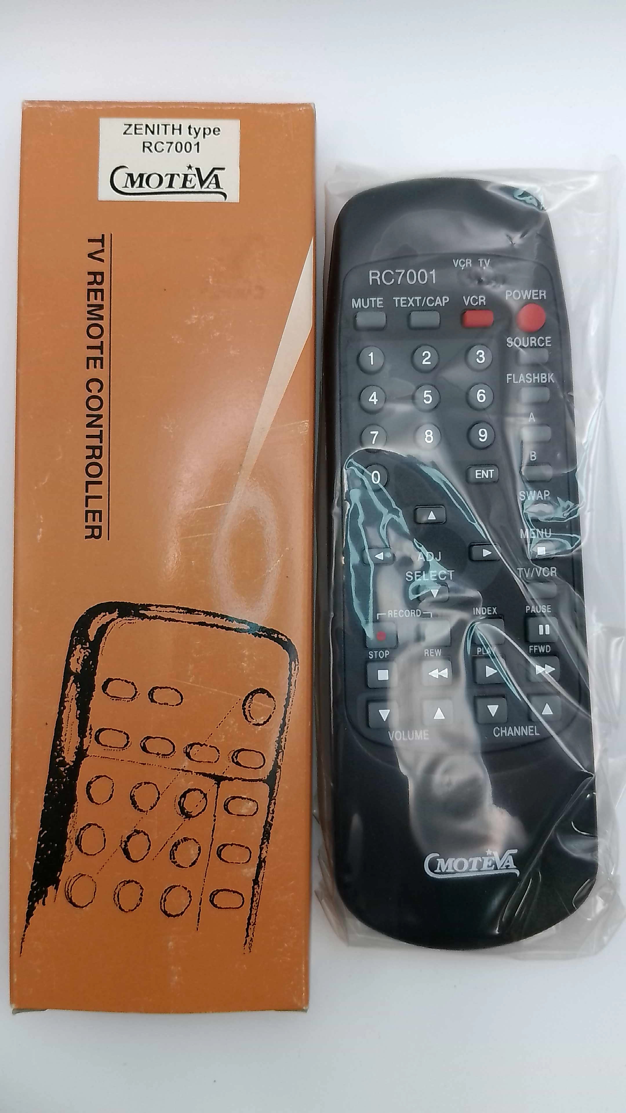 Moteva RC7001 Replacement TV/VCR Combo Remote Control - Zenith Type