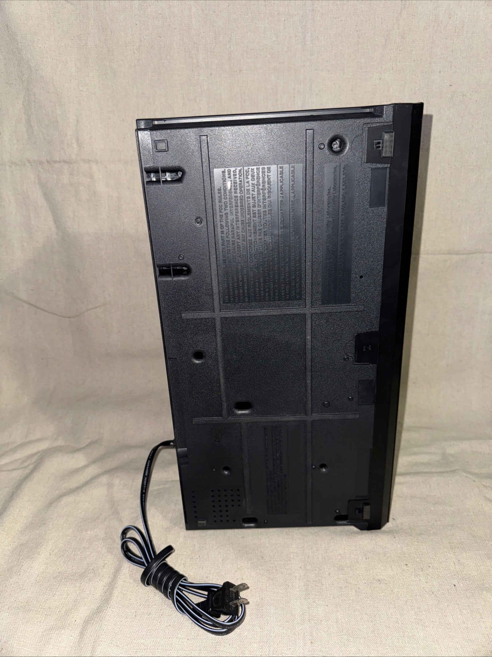 Serviced Toshiba SD-V296 DVD VHS Recorder With Remote back view showing ports and power cord.