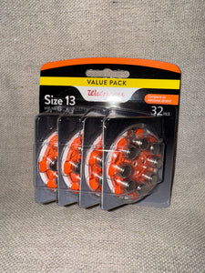 Walgreens Hearing Aid Batteries Size 13 32-Pack 1.45 Volt mercury free Exp 04/25