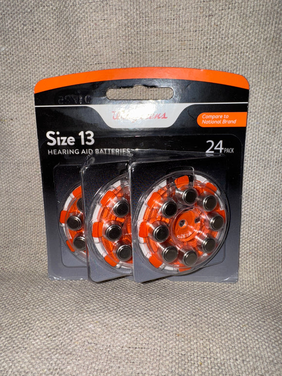 24 Pack Walgreens Hearing Aid Batteries - Size 13 - (24 Batteries) Exp 01/25