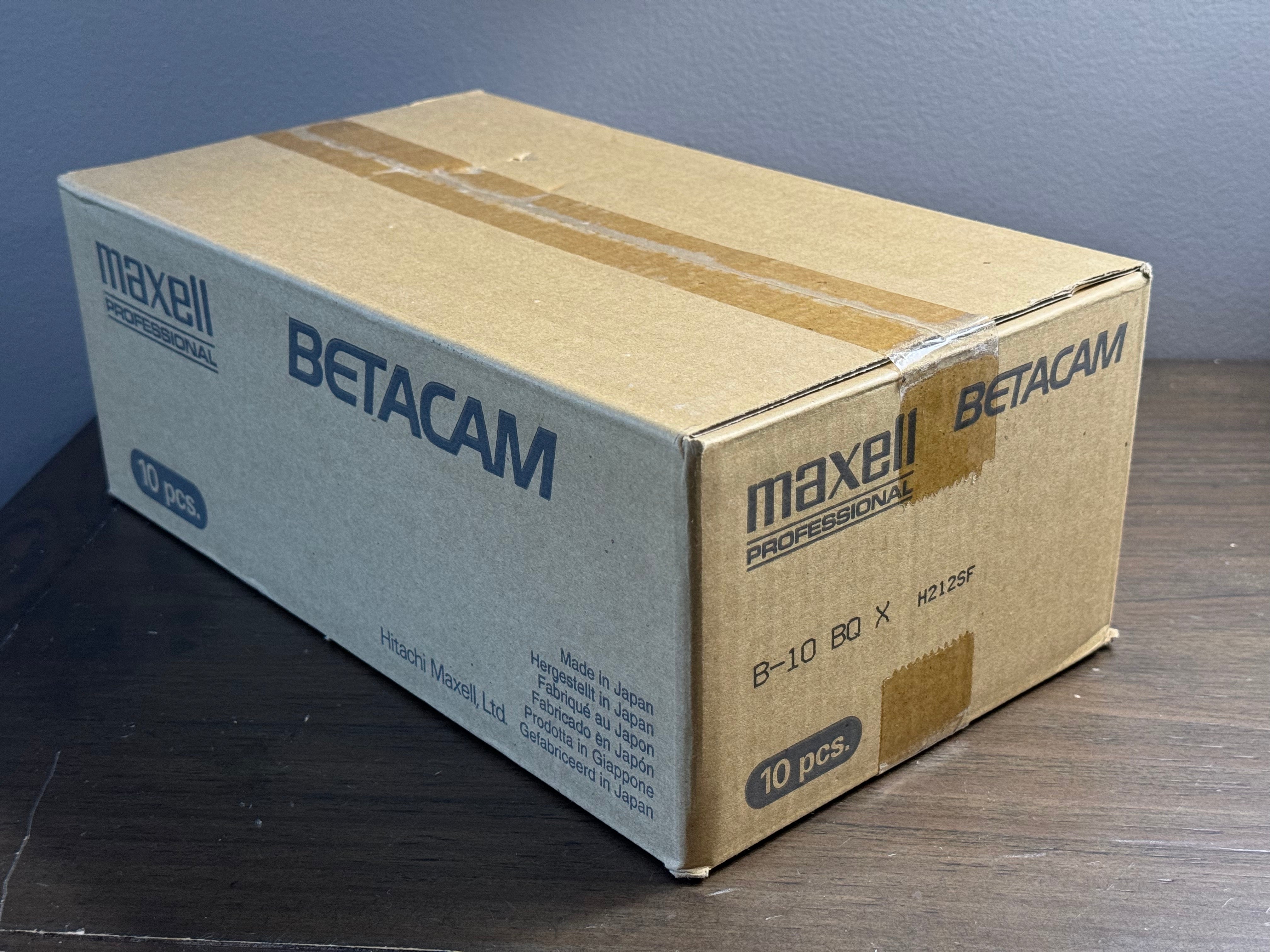 Maxell Professional B-10 BQ Blank Betacam Tape Lot Of 10 Tapes in sealed packaging.
