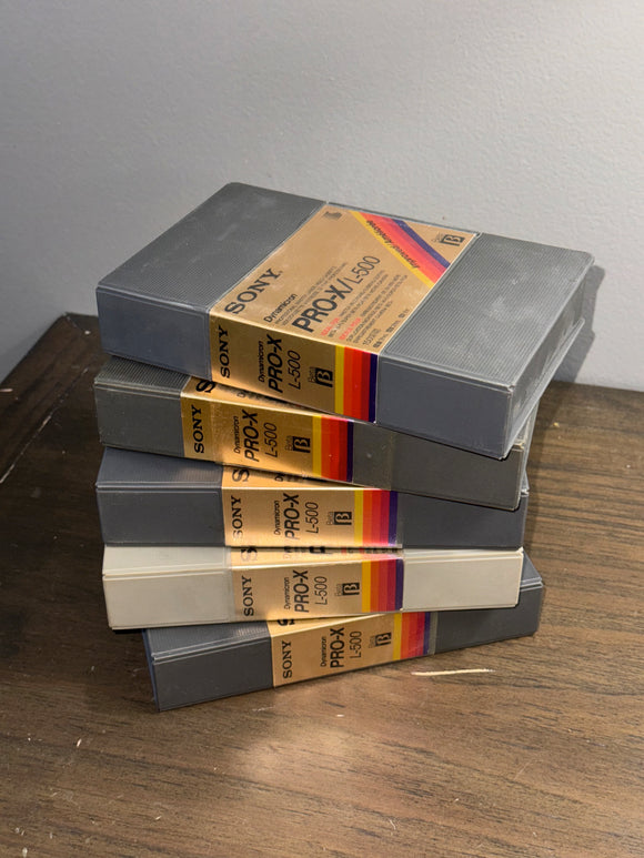 Lot Of 5 Used Sony Dynamicron Pro-X L-500 Betamax Tapes With Hard Cases