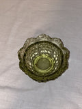 3” Fenton Avocado Green Scalloped Hobnail Taper Candle Holder with Flower Bowl