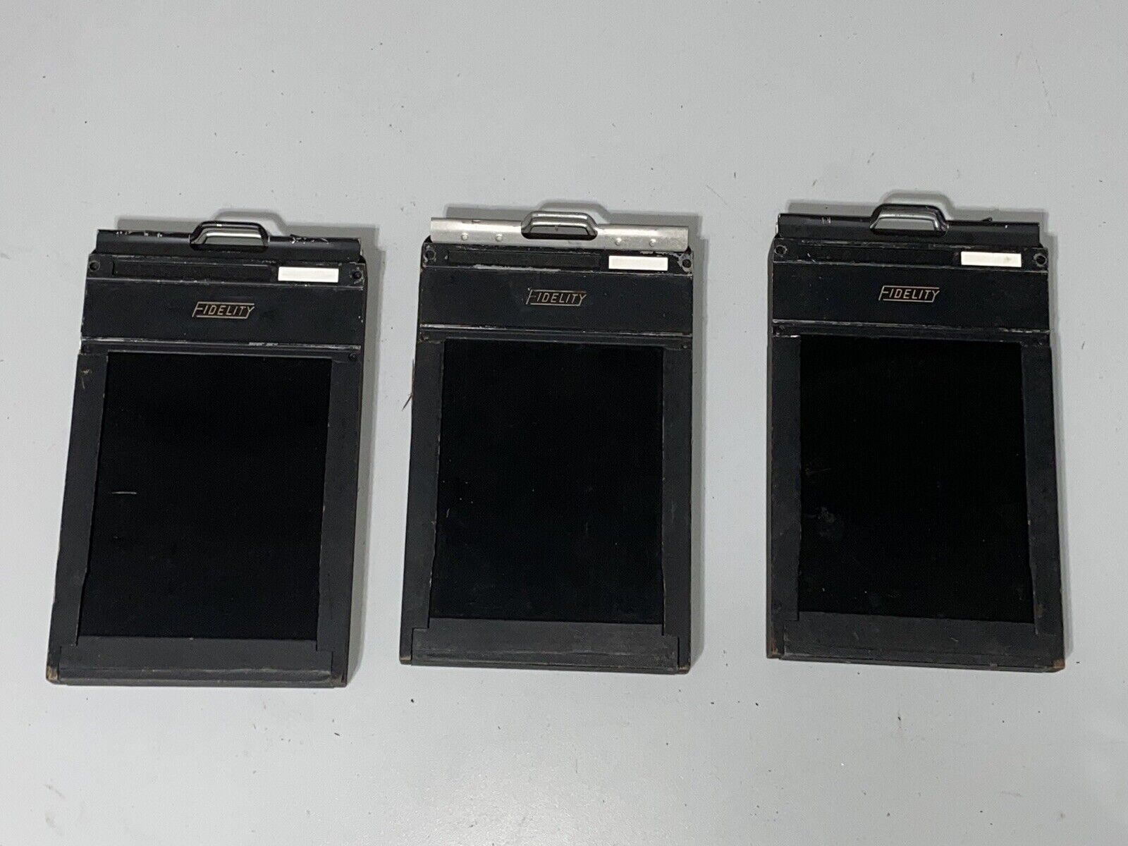 Lot of 3 Vintage Fidelity SLOTTED 3 1/4 x 4 1/4 Cut Film Holder Type 5