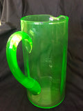 8.5" Uranium Glass Water Pitcher & 6 Glasses