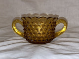 2.5” Tall 3.75” Diameter Vintage Amber Hobnail Glass Cup Handles