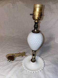 12.5” Vintage Milk Glass Hobnail Lamp No Lampshade