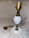 12.5” Vintage Milk Glass Hobnail Lamp No Lampshade