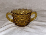 2.5” Tall 3.75” Diameter Vintage Amber Hobnail Glass Cup Handles