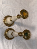 10” Metal Brass Colored Weighted Stone Substance Candlestick Holders