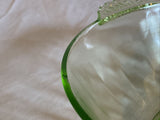 8” Vintage Green Uranium Vaseline Glass Bowl With Handles