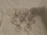 6.5” Set Of 5 Elegant Period Iridescent Champagne Wine Glasses 1940s