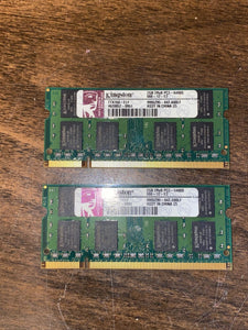 2 x Kingston 2GB 2Rx8 total 4GB PC2-6400S DDR2 Laptop Memory RAM 666-12-E2