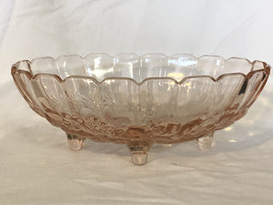 Large Vintage Indians Glass Harvest Pink Glass Footed Bowl