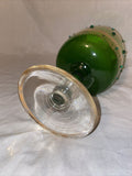 10” Tall Large Green And Gold Glass Beaded Goblet