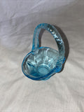 4” Vintage Light Blue Translucent Upright Glass Basket