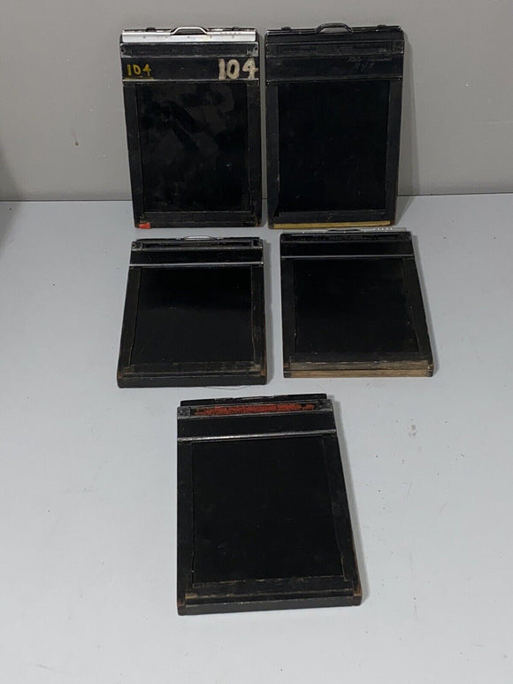 Lot of 5 Vintage Antique Graflex Inc 4x5 Double Sided Wood Film Holders Type 5