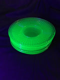 6” 1930 Round Robin Green Uranium Glass Bread Plate Set Of 7 Depression Glass