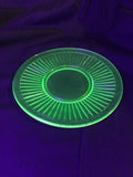 6” 1930 Round Robin Green Uranium Glass Bread Plate Set Of 7 Depression Glass