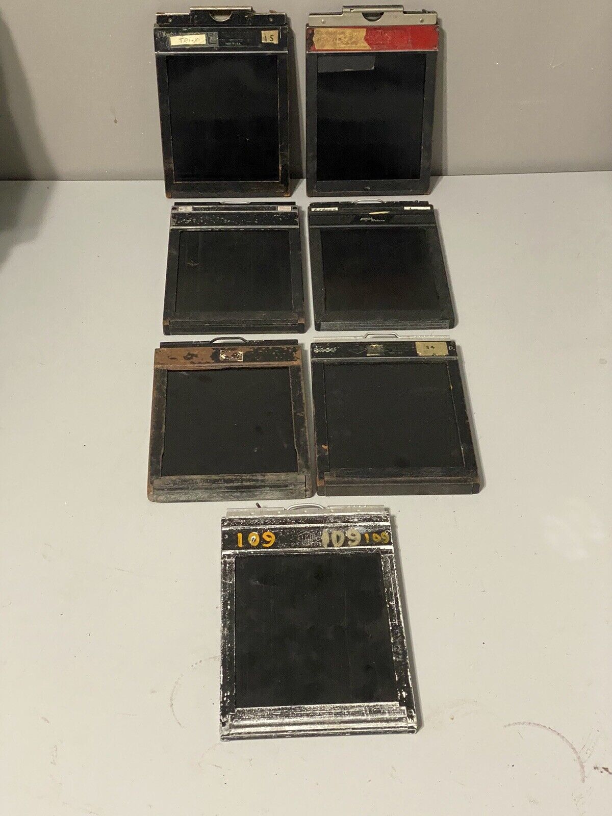 Lot of 7 Misc Vintage Antique 4x5 Film Holders Agfa Lisco Fidelity Alcon
