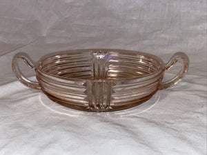 Beautiful Anchor Hocking Manhattan Pink 8" Handled BOWL Depression Glass, Rare