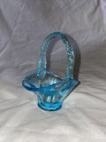 4” Vintage Light Blue Translucent Upright Glass Basket