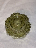 3” Fenton Avocado Green Scalloped Hobnail Taper Candle Holder with Flower Bowl