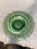 Giant 15.5” Vintage Green Glass Console Bowl Sloped Depression