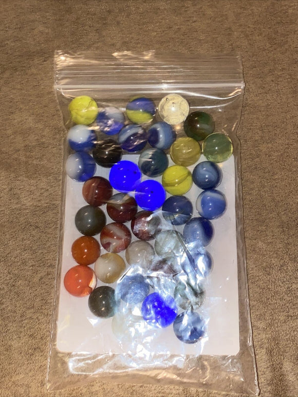 Bag of Over 35 Colorful Marbles 15mm Diameter