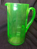 8.5" Uranium Glass Water Pitcher & 6 Glasses