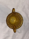 2.5” Tall 3.75” Diameter Vintage Amber Hobnail Glass Cup Handles