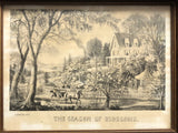 Currier & Ives “The Season Of Blossoms” Lithograph - Wood Frame