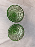 Depression Glass Anchor Hocking Green Block Optic Cone Sherbet Pair Uranium