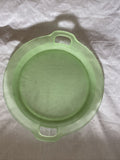 10.5” Frosted Vintage Green Uranium Vaseline Glass Cake Plate Platter Handles