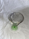 7” Vintage Green Uranium Vaseline Glass Wine Goblet Chalice Depression Elegant