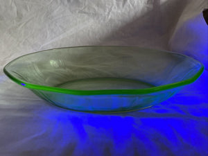 9x7” Vintage Green Uranium Vaseline Glass Bowl