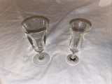 4” Vintage Clear Footed Shot Liquor Alcohol Glass Unmatched Pair