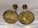 10” Metal Brass Colored Weighted Stone Substance Candlestick Holders