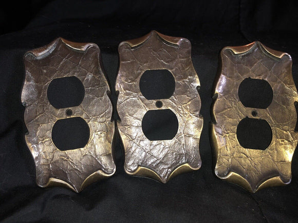 3 Vintage CAST Metal Decorative Outlet Cover Bronzed