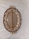 Anchor Hocking Oval Divided Pink Depression Glass Oyster And Pearl Relish Dish