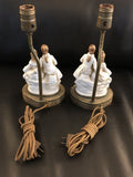 12” Victorian  Lamps Man & Woman Reading Porcelain - Set of 2