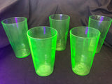 8.5" Uranium Glass Water Pitcher & 6 Glasses